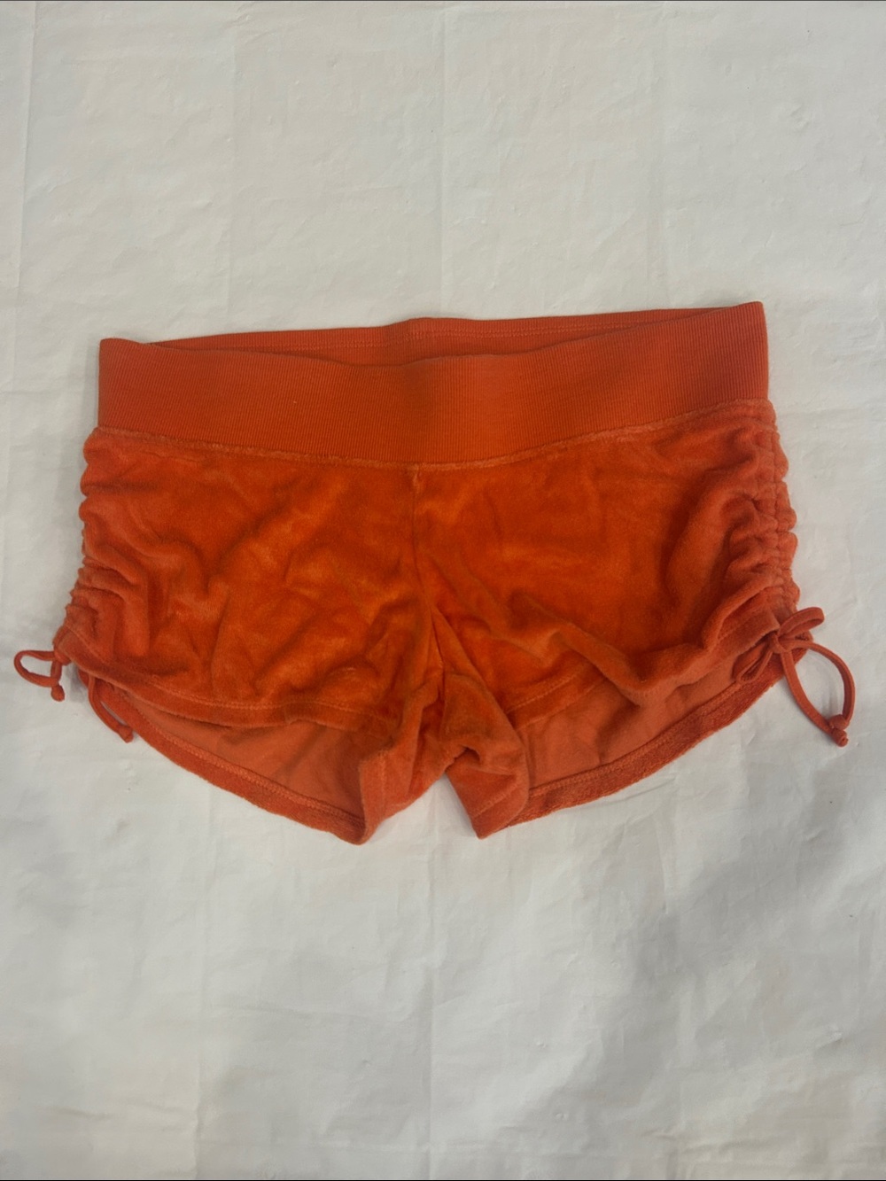 Express Bright Orange Terry Side-Tie Athletic Shorts